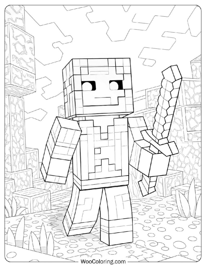 Minecraft Warden Coloring Sheet For Preschoolers