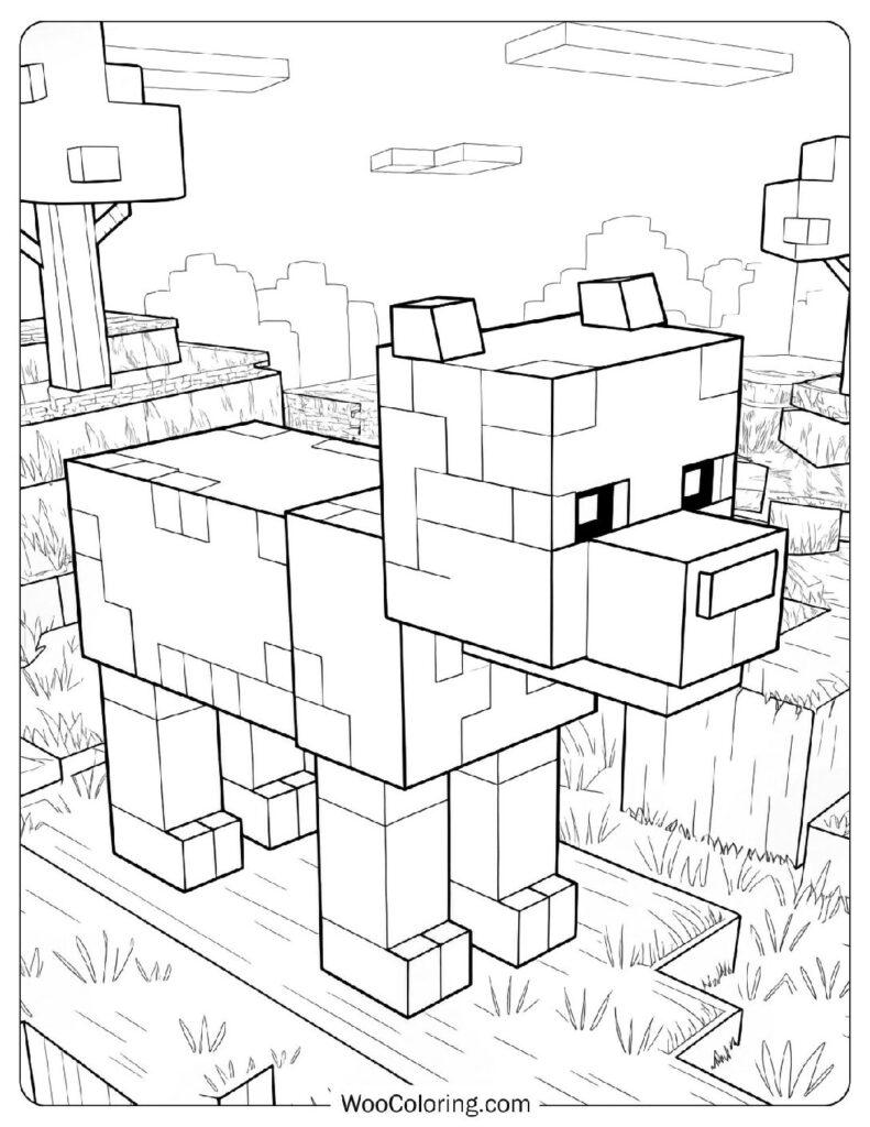 Minecraft Wolf Coloring Page