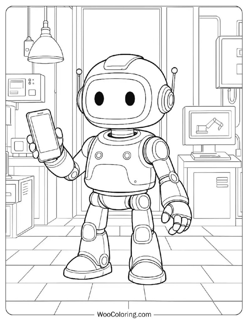 Mini Robot Helper Coloring Page