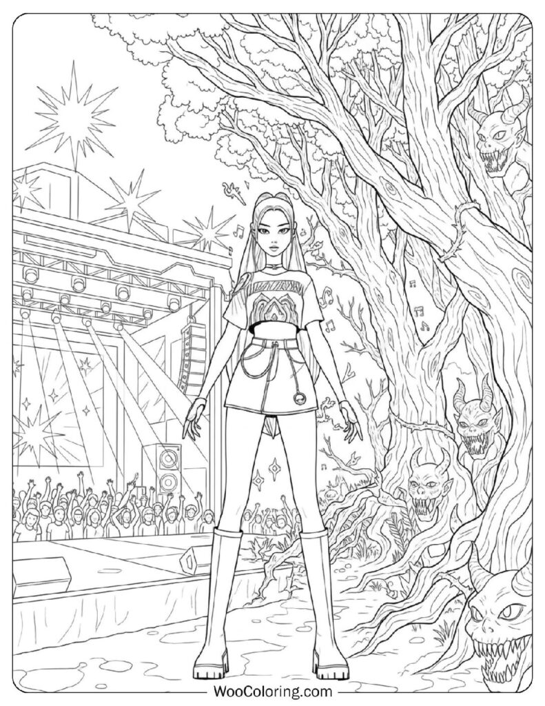 Mira living between two parallel realities of music and magic Coloring Sheet for Kids