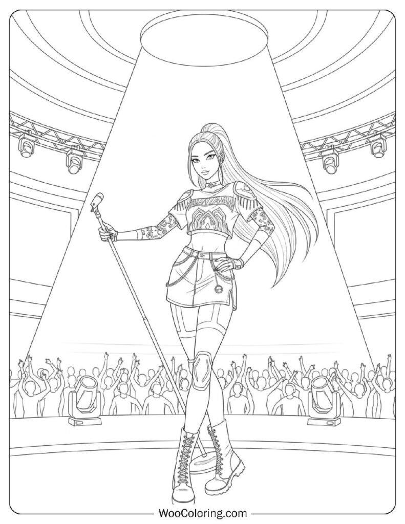 Mira the elegant idol performing under stage lights