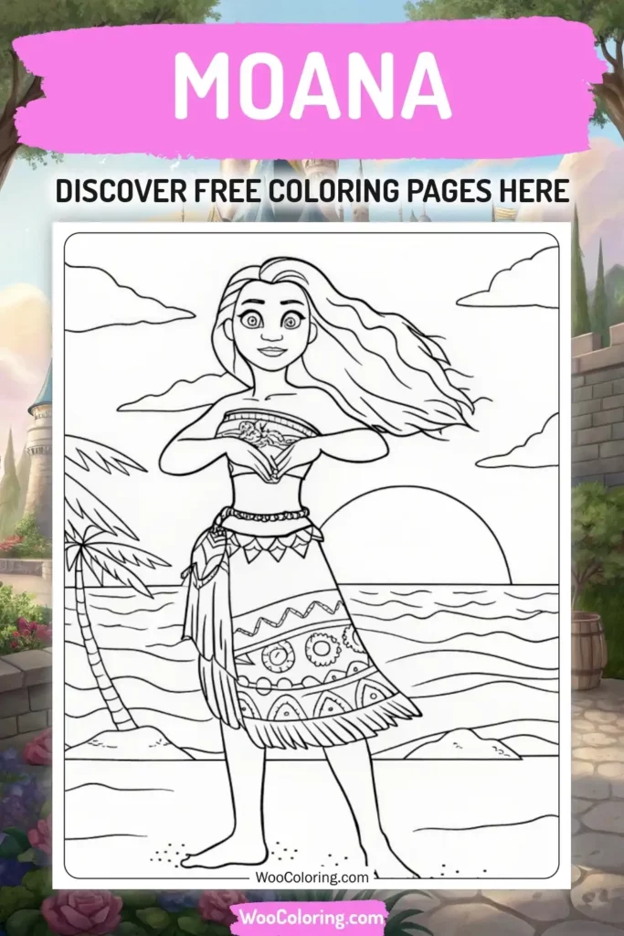 Moana coloring pages designs with princess