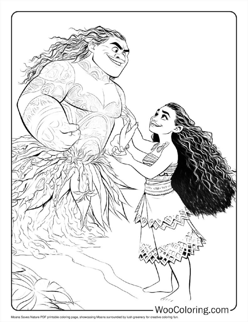Moana Saves Nature Coloring Sheet