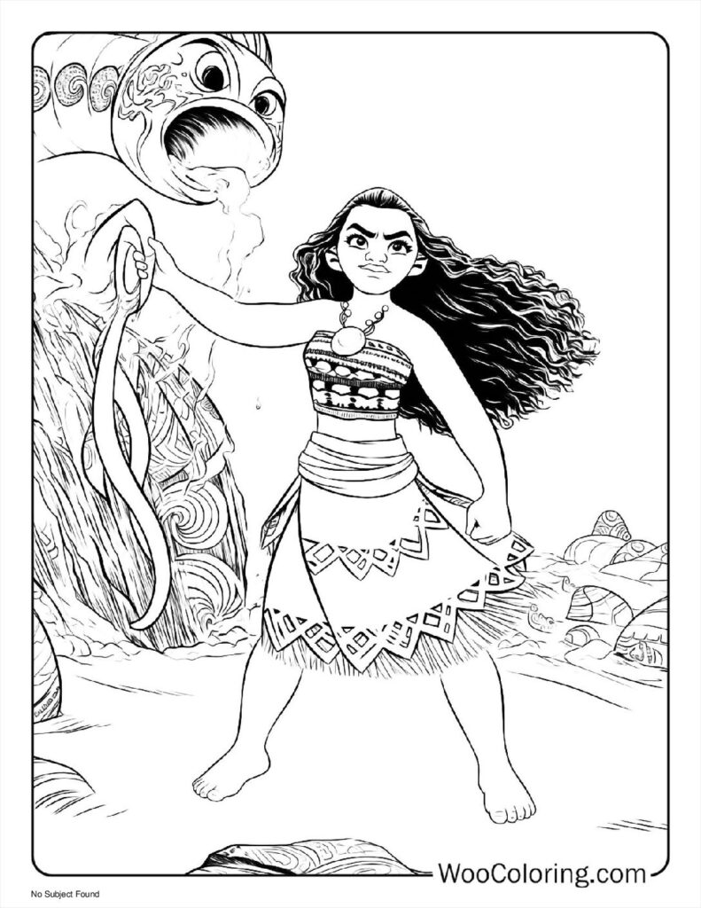 Moana's Final Showdown with Te Kā Coloring Page