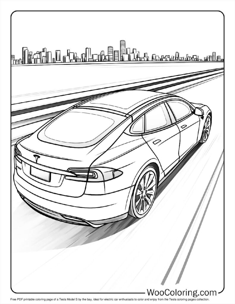Model S Night Drive Coloring In For Kids