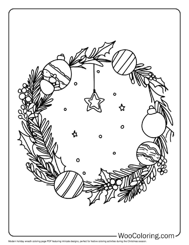 100  Christmas Wreath coloring pages  Free PDF To Print  - 73