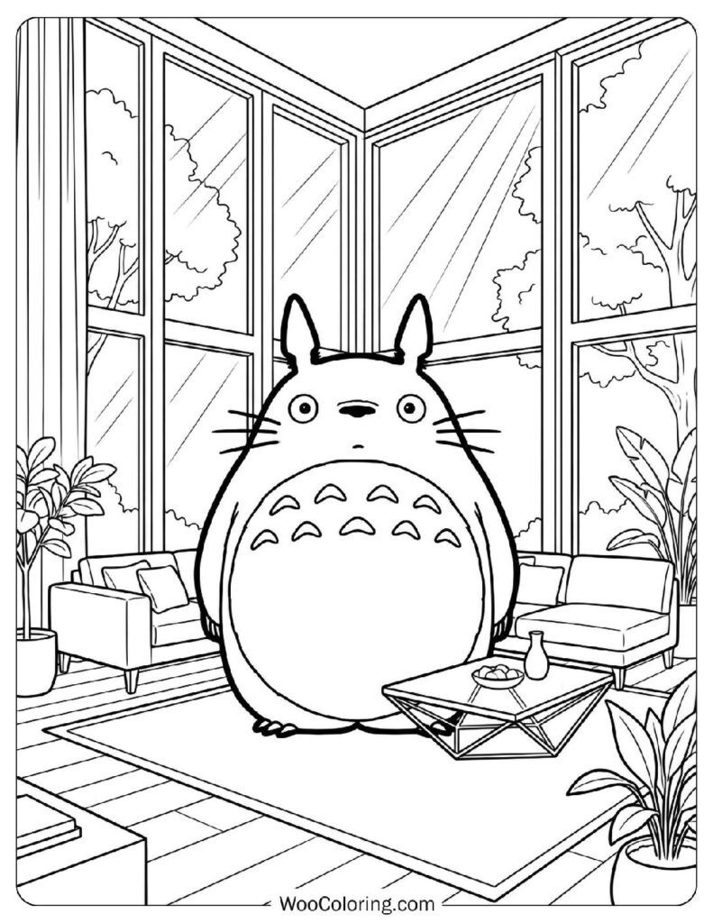 Modern Living Room with Large Windows and Natural Light Picture to Color