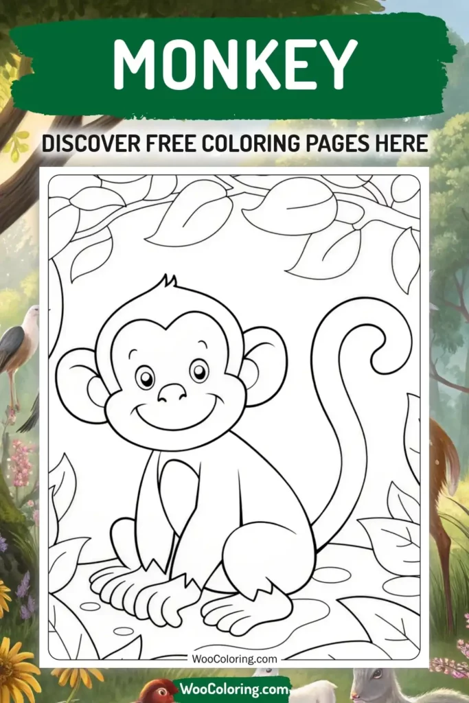 Monkey coloring pages designs from animal