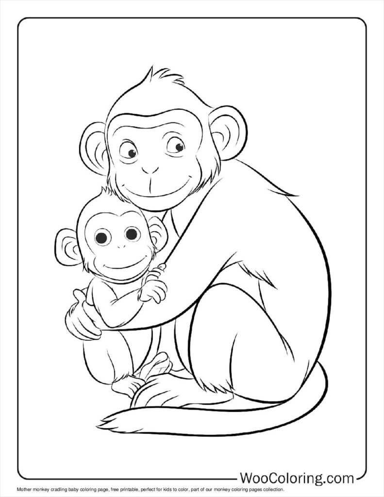 100  Monkey coloring pages  Free PDF To Print  - 17