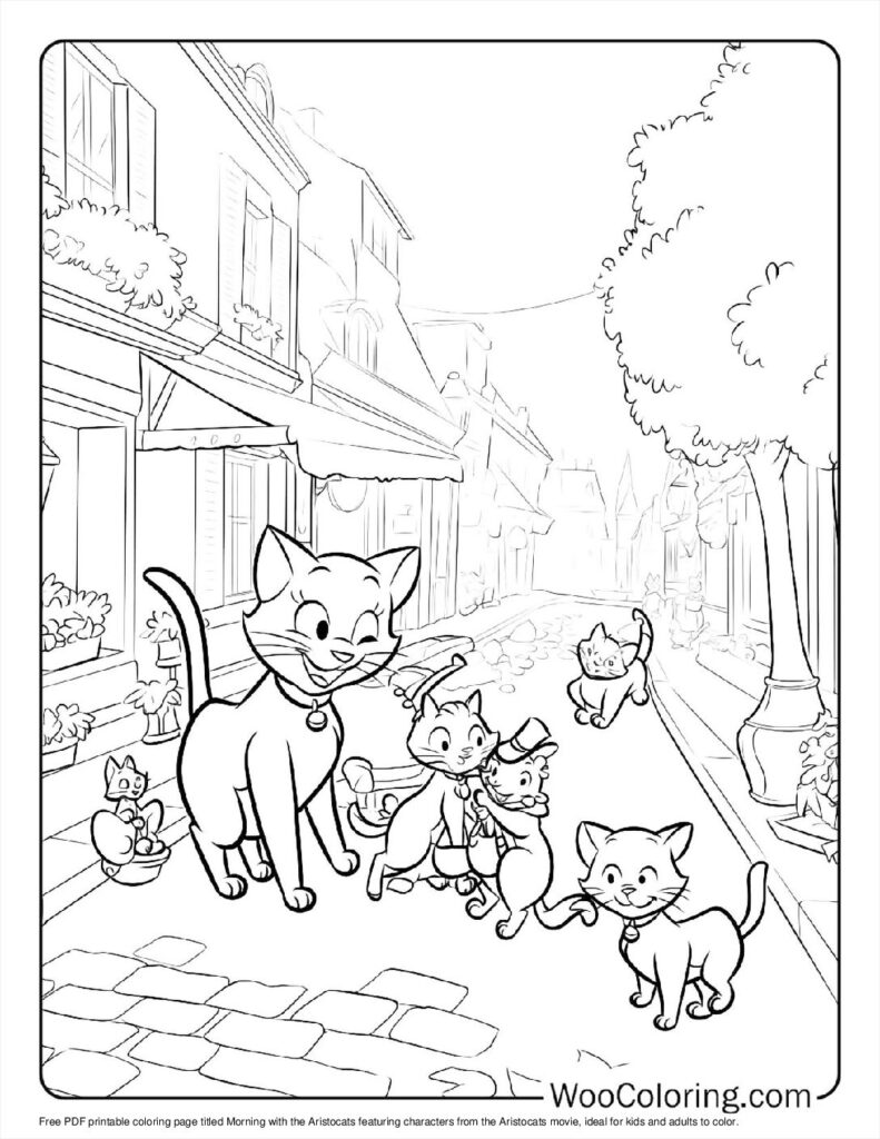 Morning with the Aristocats Coloring In For Kids