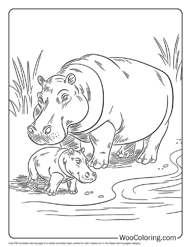 100  Hippo coloring pages  Free PDF To Print  - 46