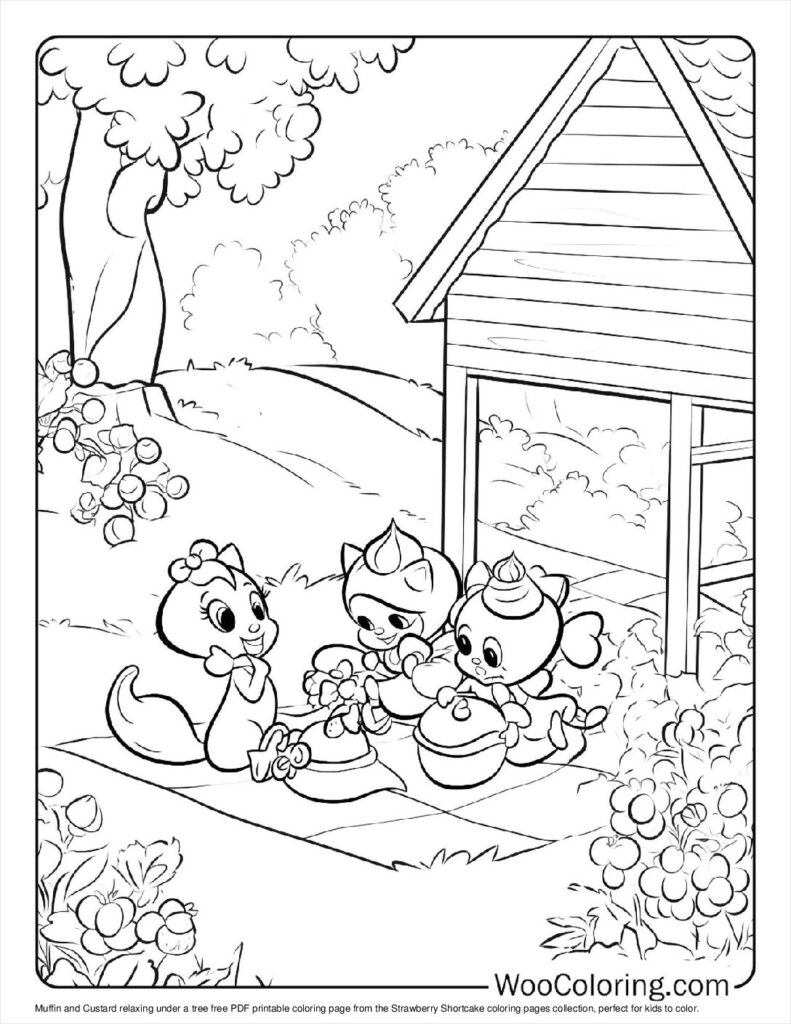 Muffin and Custard Relaxing Coloring Page For Kids
