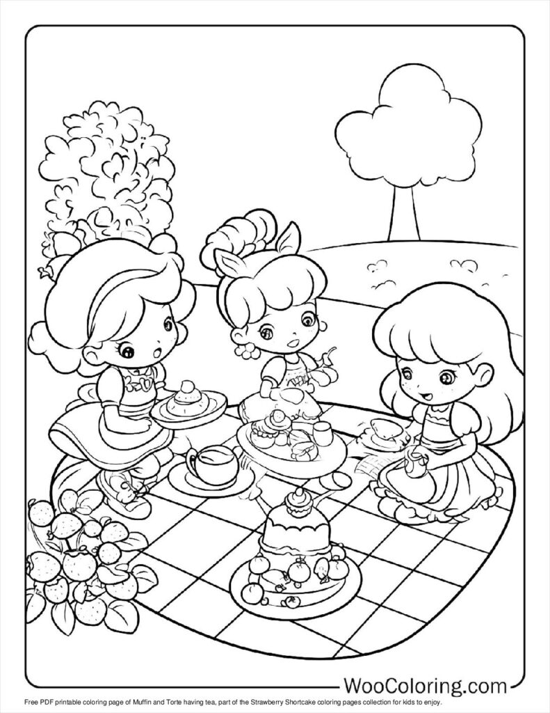 Muffin and Torte Tea Coloring Sheet