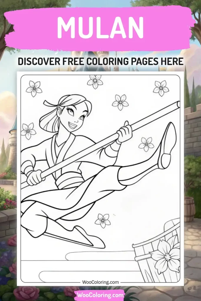 Mulan coloring pages designs with princess