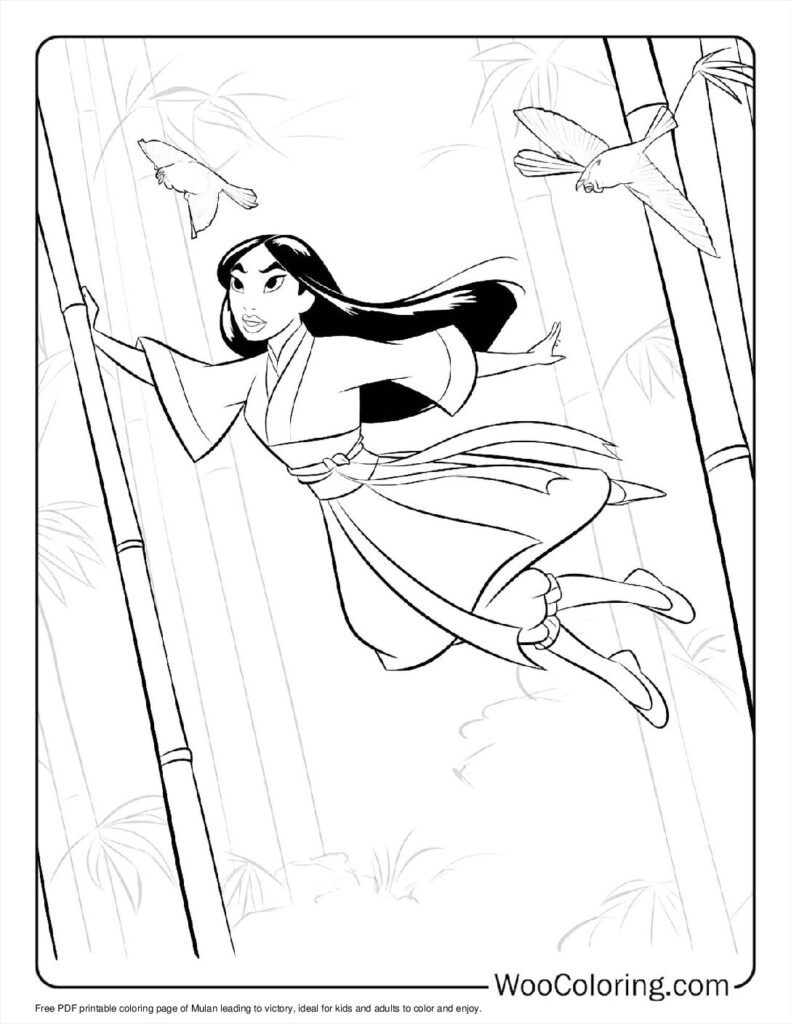 Mulan Leading to Victory Coloring Page