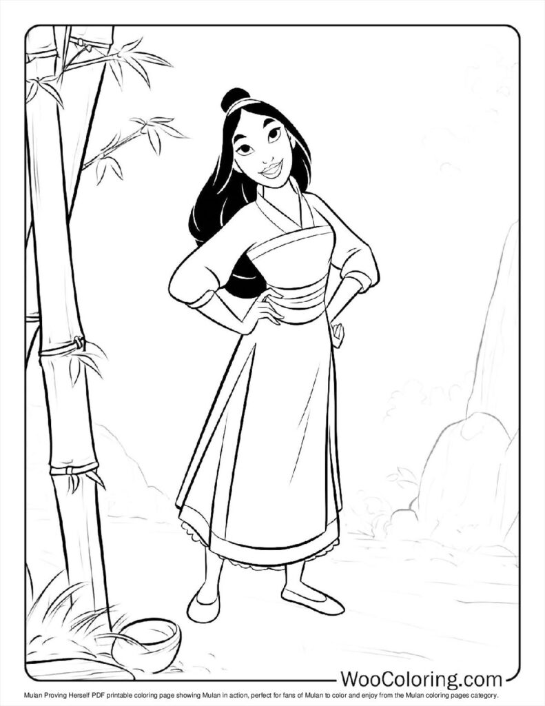 Mulan Proving Herself Coloring Page For Kids