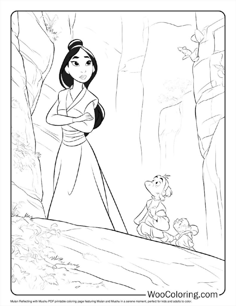 Mulan Reflecting with Mushu Coloring Sheet