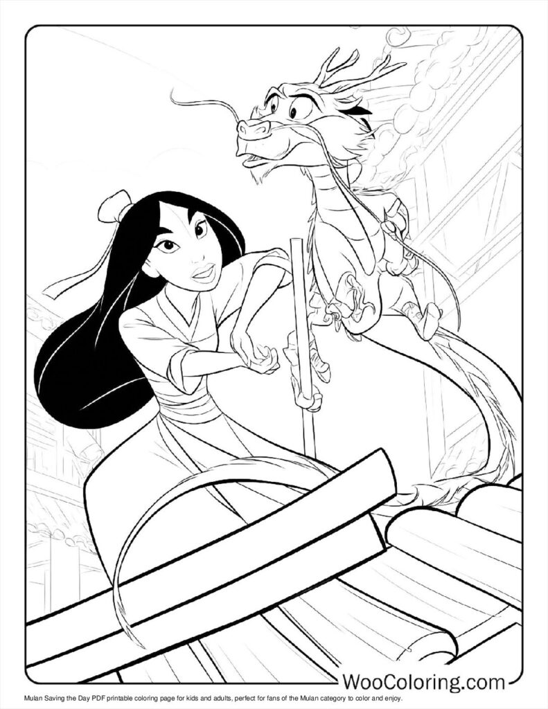 Mulan Saving the Day Coloring Page