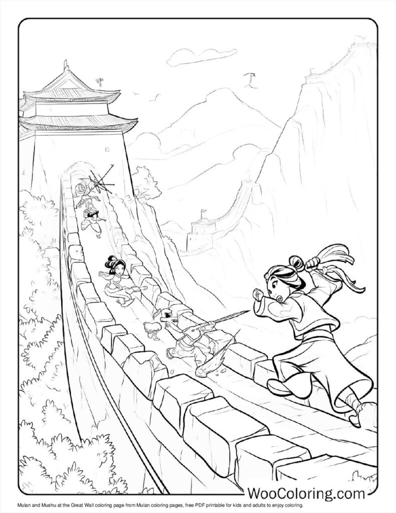 Mulan and Mushu at the Great Wall