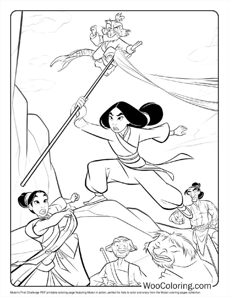 Mulan's First Challenge Coloring Page