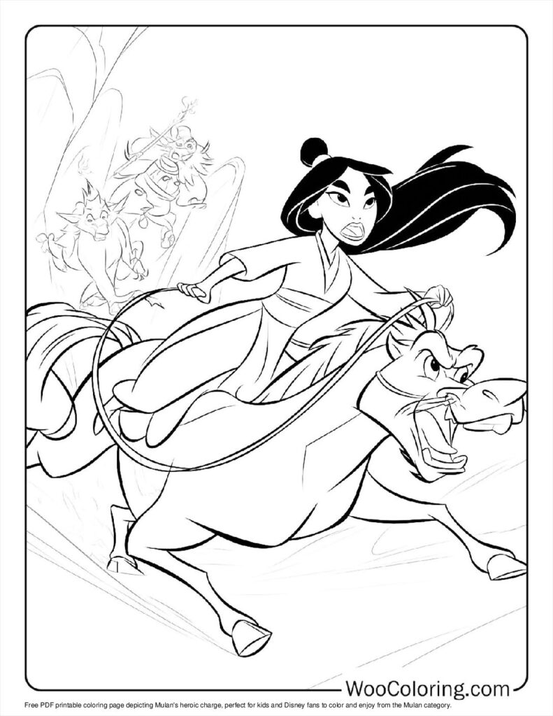 Mulan's Heroic Charge To Color
