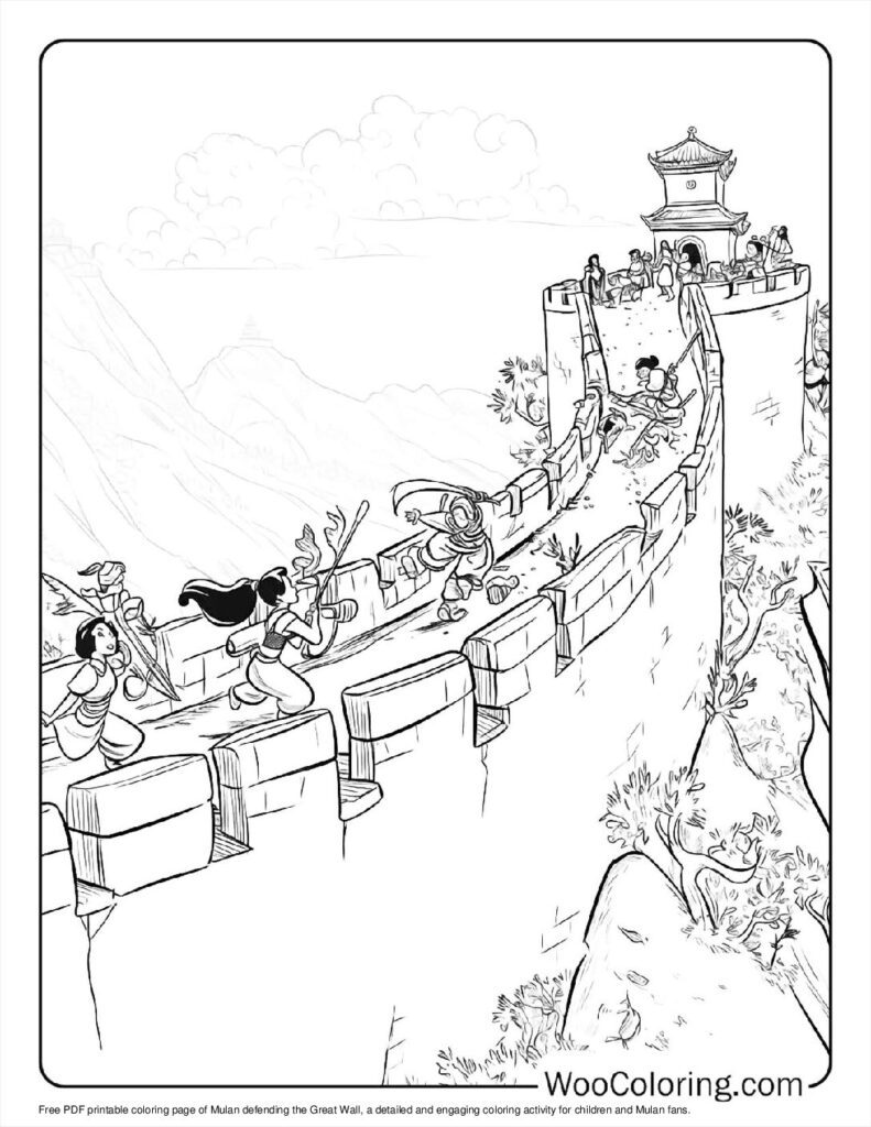 Mulan's Wall Defense Coloring In For Kids