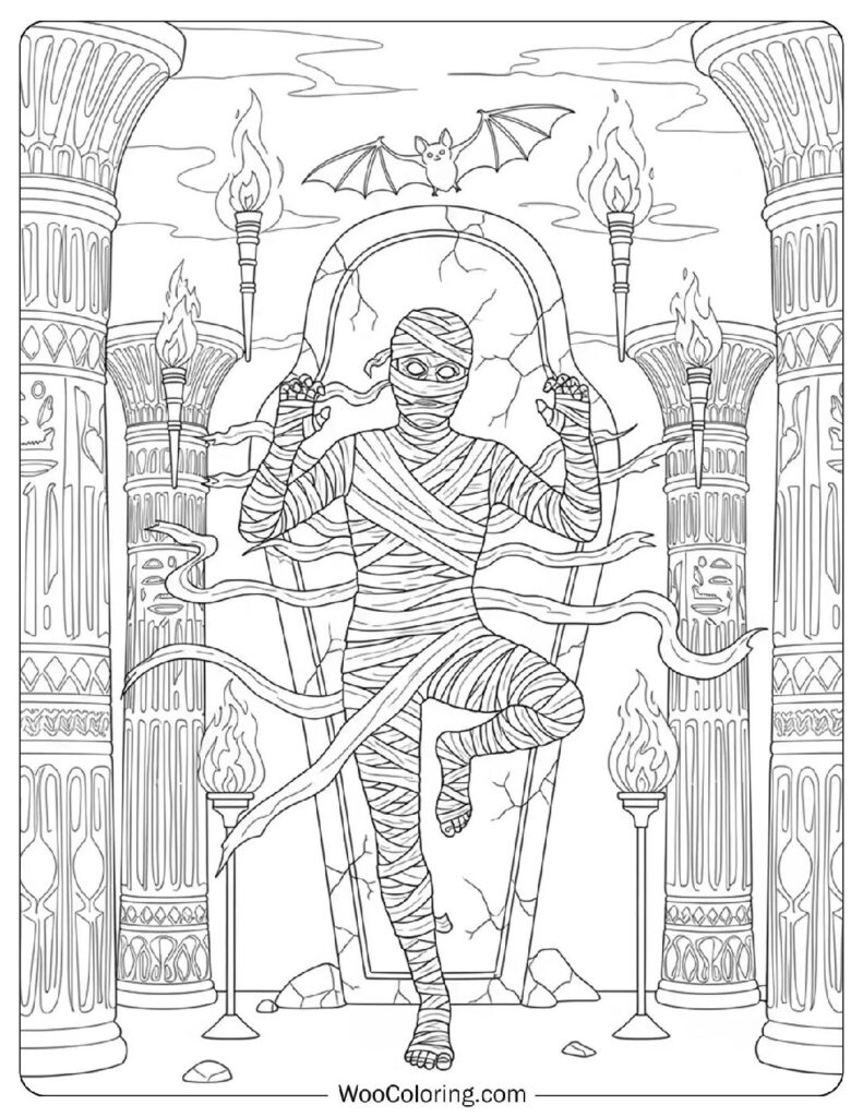 Mummy in Bandages coloring page