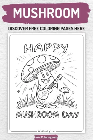 Mushroom coloring pages designs for kids