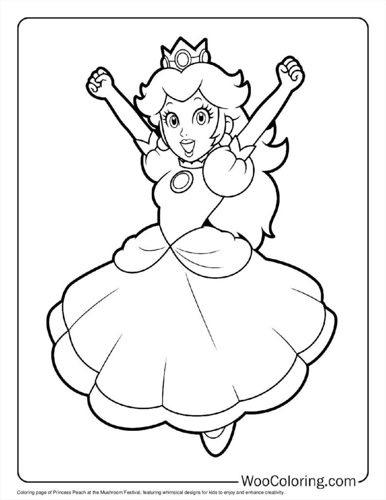 Mushroom Festival of Princess Peach Coloring Page