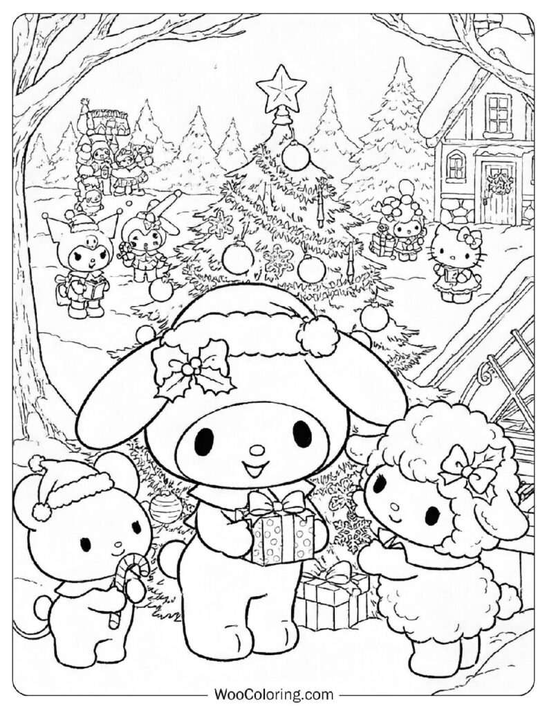 My Melody celebrating Christmas joyfully with all her friends