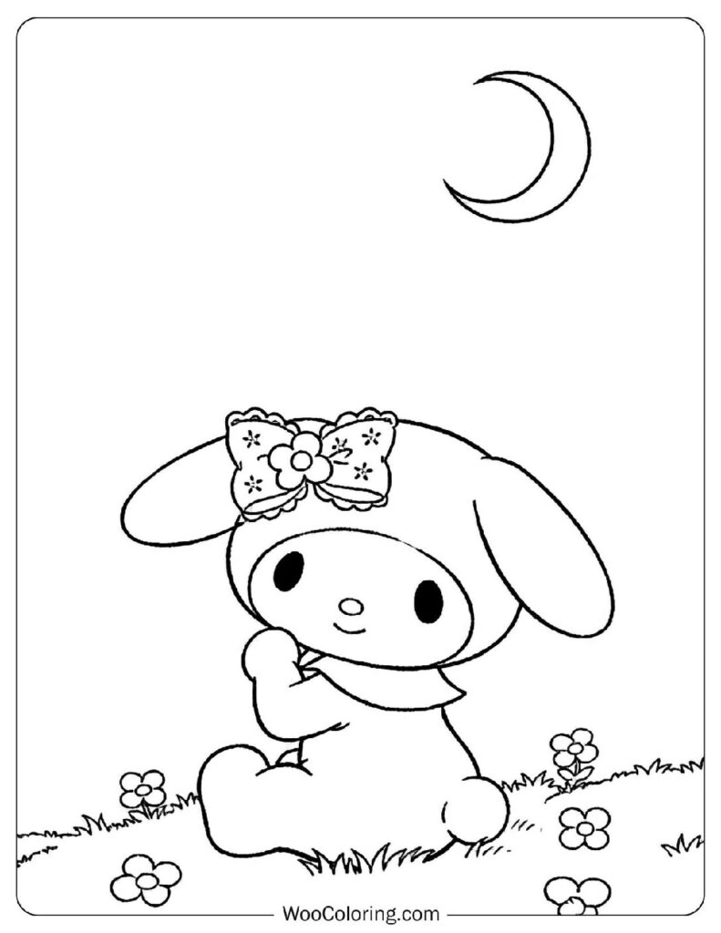 My Melody dreaming peacefully under a starry night sky