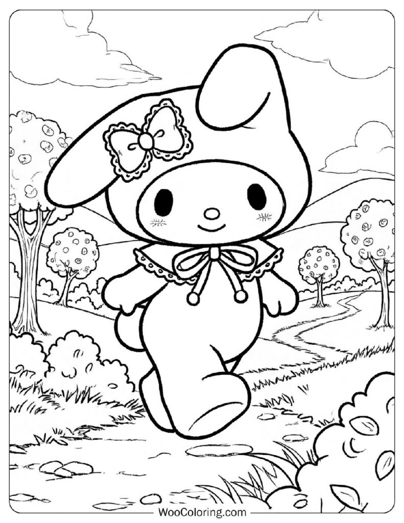 My Melody enjoying a bright and sunny day outdoors Coloring Page