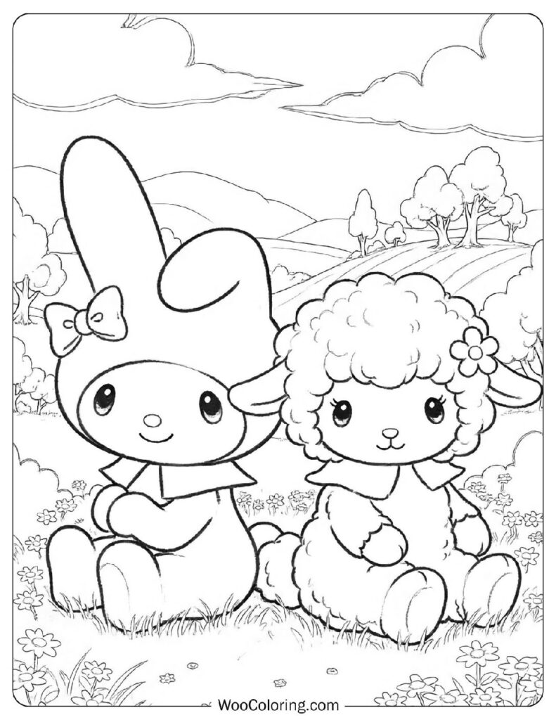 My Melody sitting peacefully next to My Sweet Piano in a cozy scene