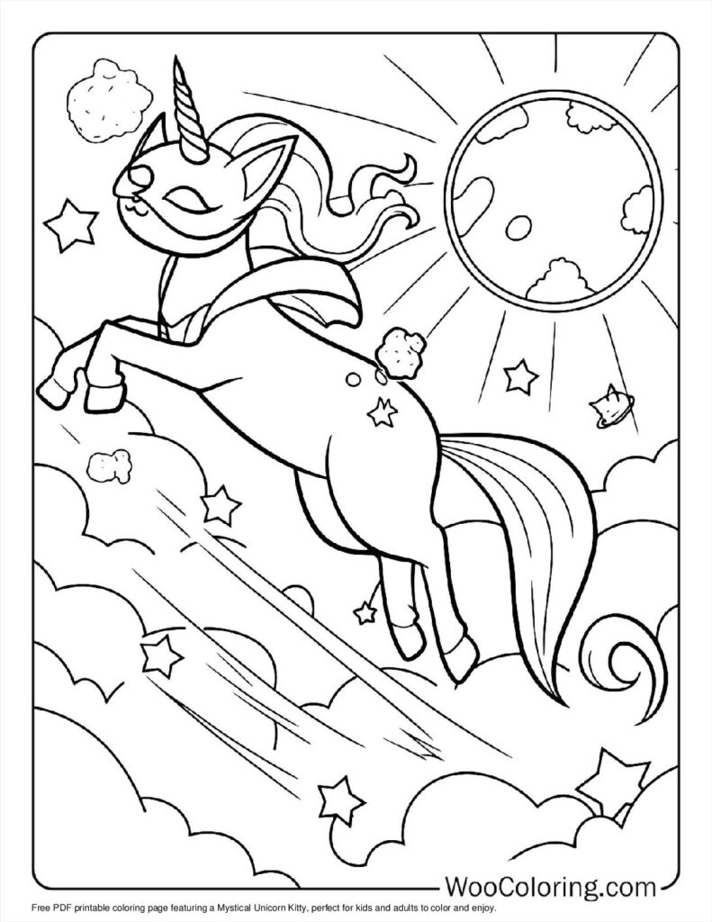 100  Unicorn Cat coloring pages  Free PDF To Print  - 93