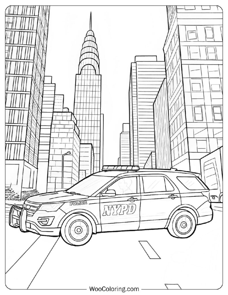 NYPD Police Car Patrolling Manhattan, New York