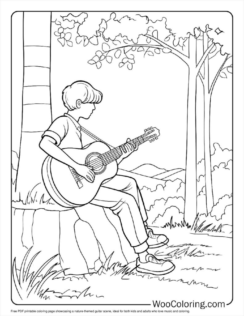 100  Guitar coloring pages  Free PDF To Print  - 45