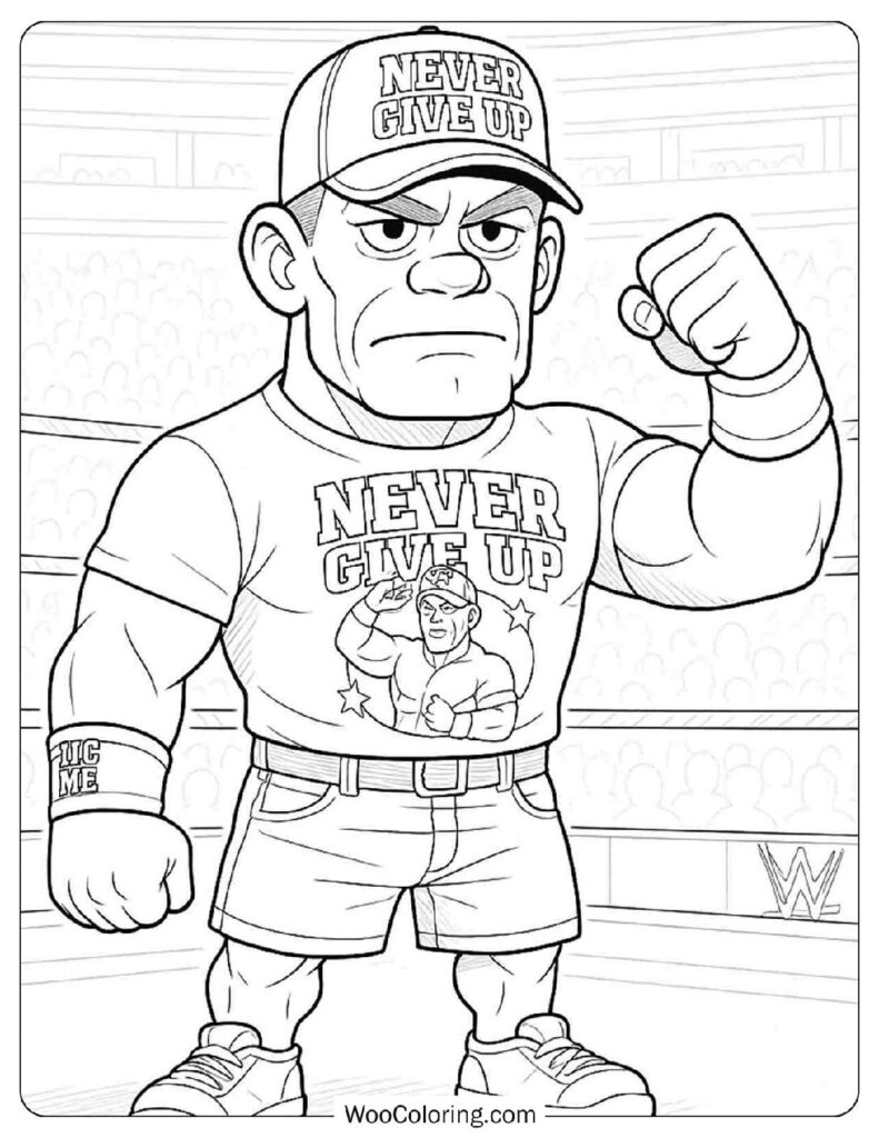 Never Give Up with WWE Legend John Cena Coloring Page