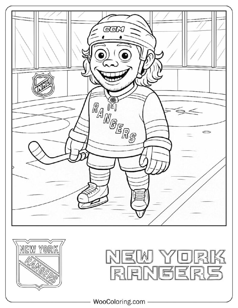 New York Rangers Coloring Sheet for Kids Featuring Artemi Panarin