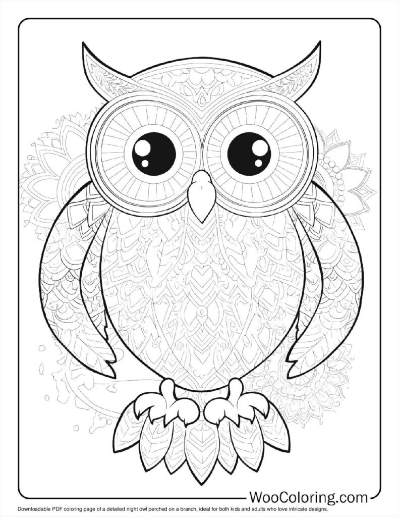 Night Owl Art Coloring Page