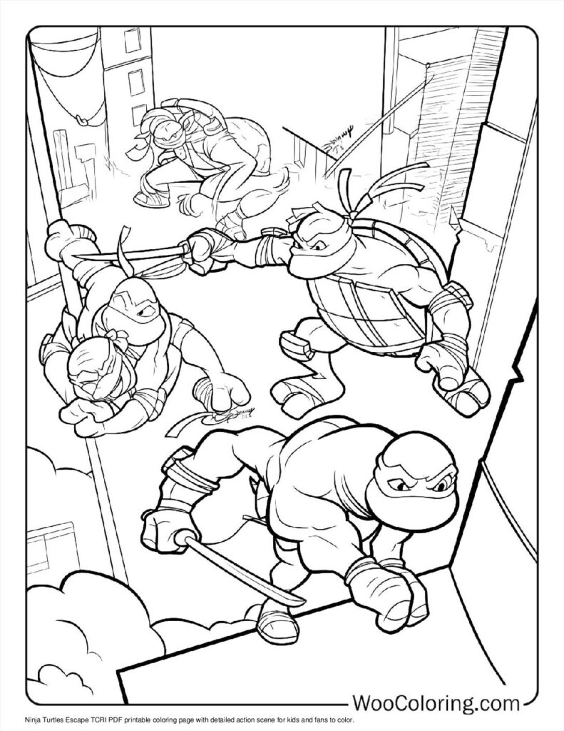 Ninja Turtles Escape TCRI To Color