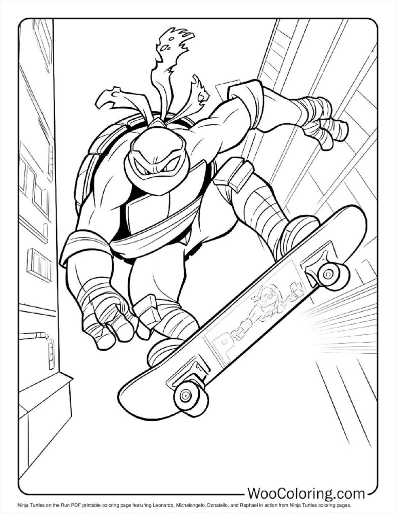 Ninja Turtles on the Run Coloring Page