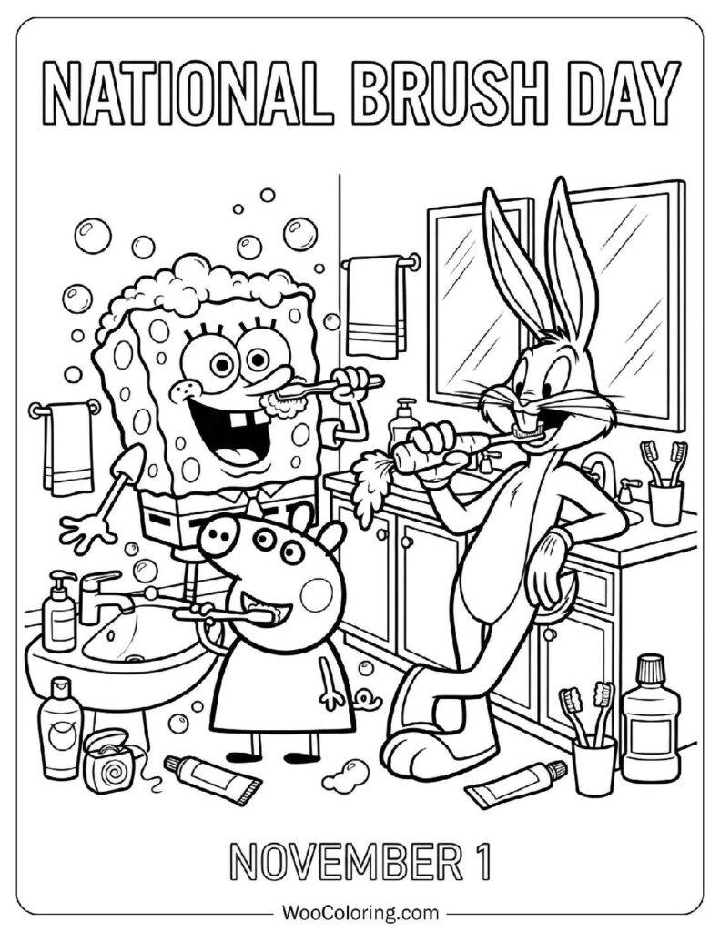November 1 – National Brush Day Coloring Page