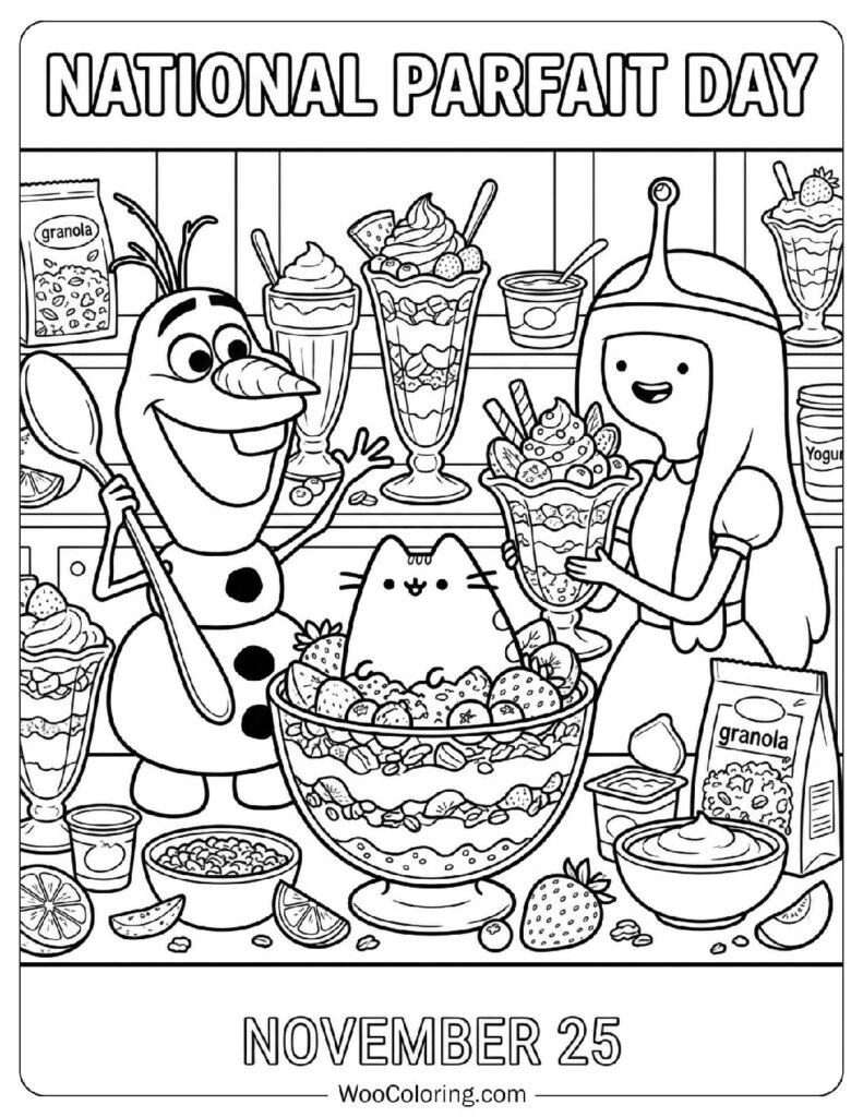 November 25 – National Parfait Day Coloring Page for Preschoolers
