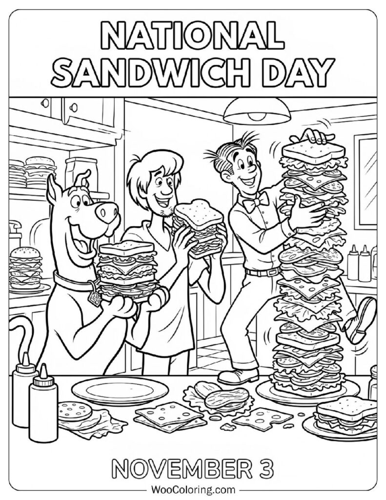 November 3 – National Sandwich Day Coloring Page for Kids