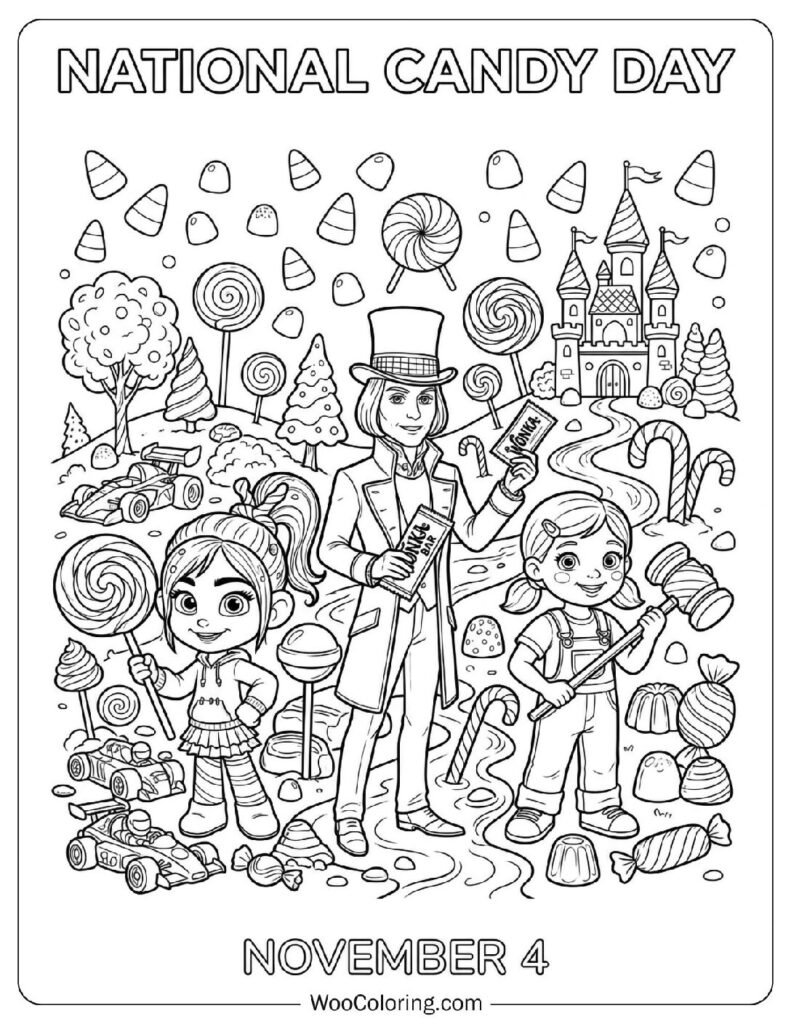 November 4 – National Candy Day Coloring Sheet for Kids