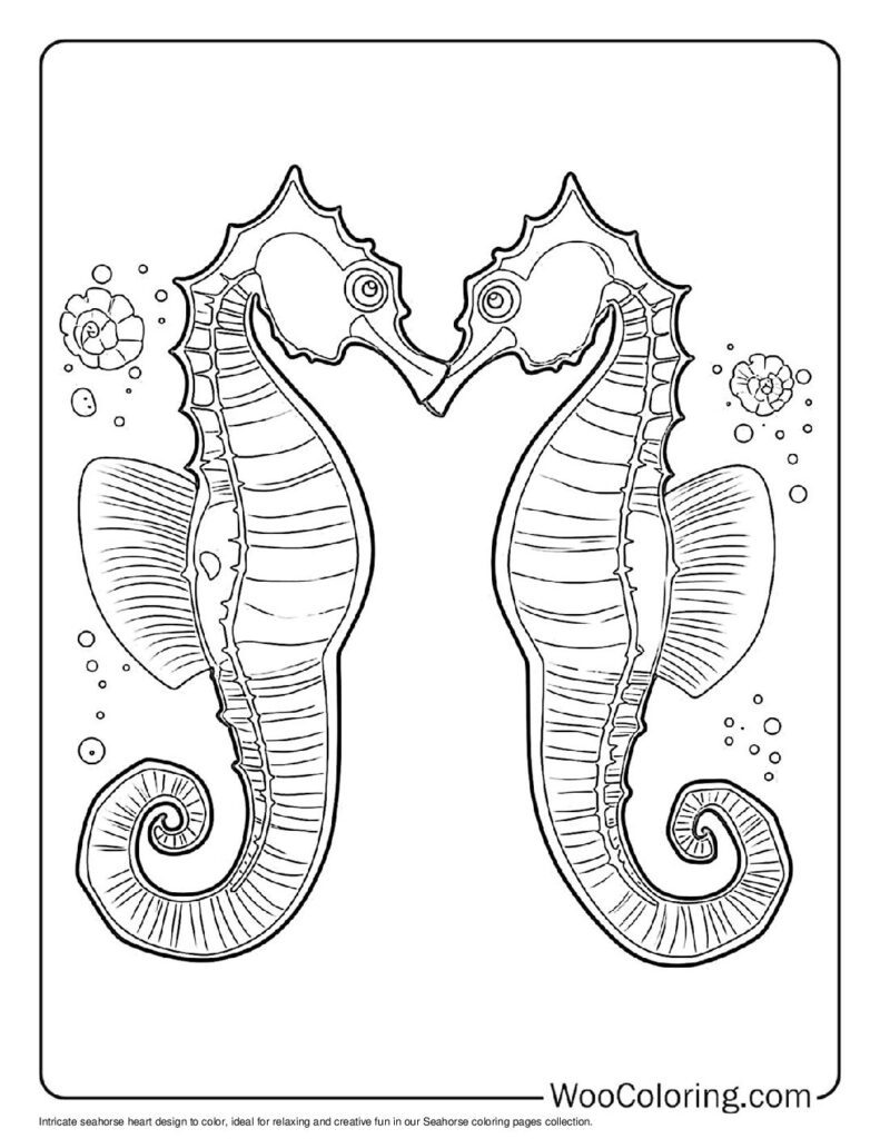 100  Seahorse coloring pages  Free PDF To Print  - 8