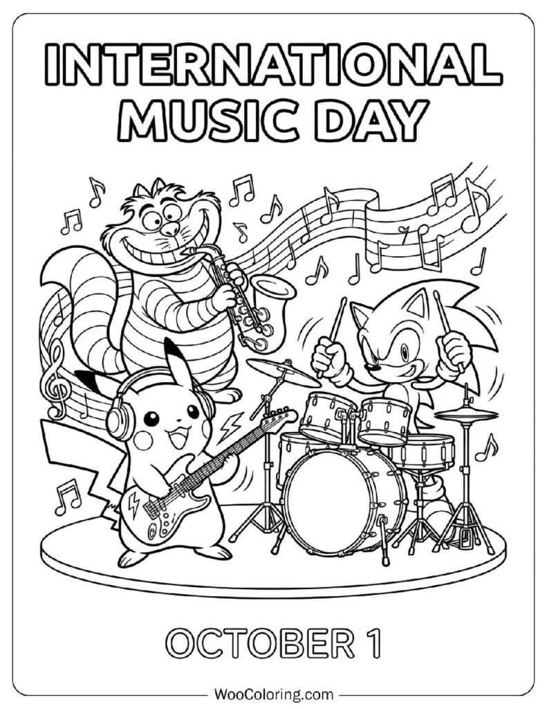 October 1 – International Music Day Coloring Page