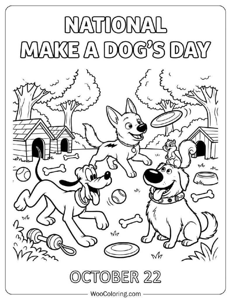 October 22 – National Make a Dog’s Day Coloring Sheet
