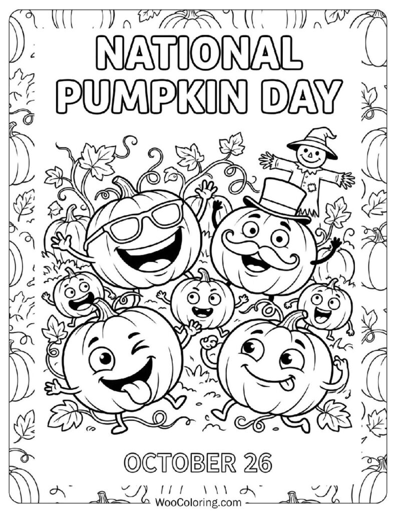 October 26 – National Pumpkin Day Coloring Sheet for Preschoolers
