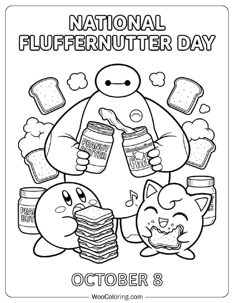 October 8 – National Fluffernutter Day Coloring Picture
